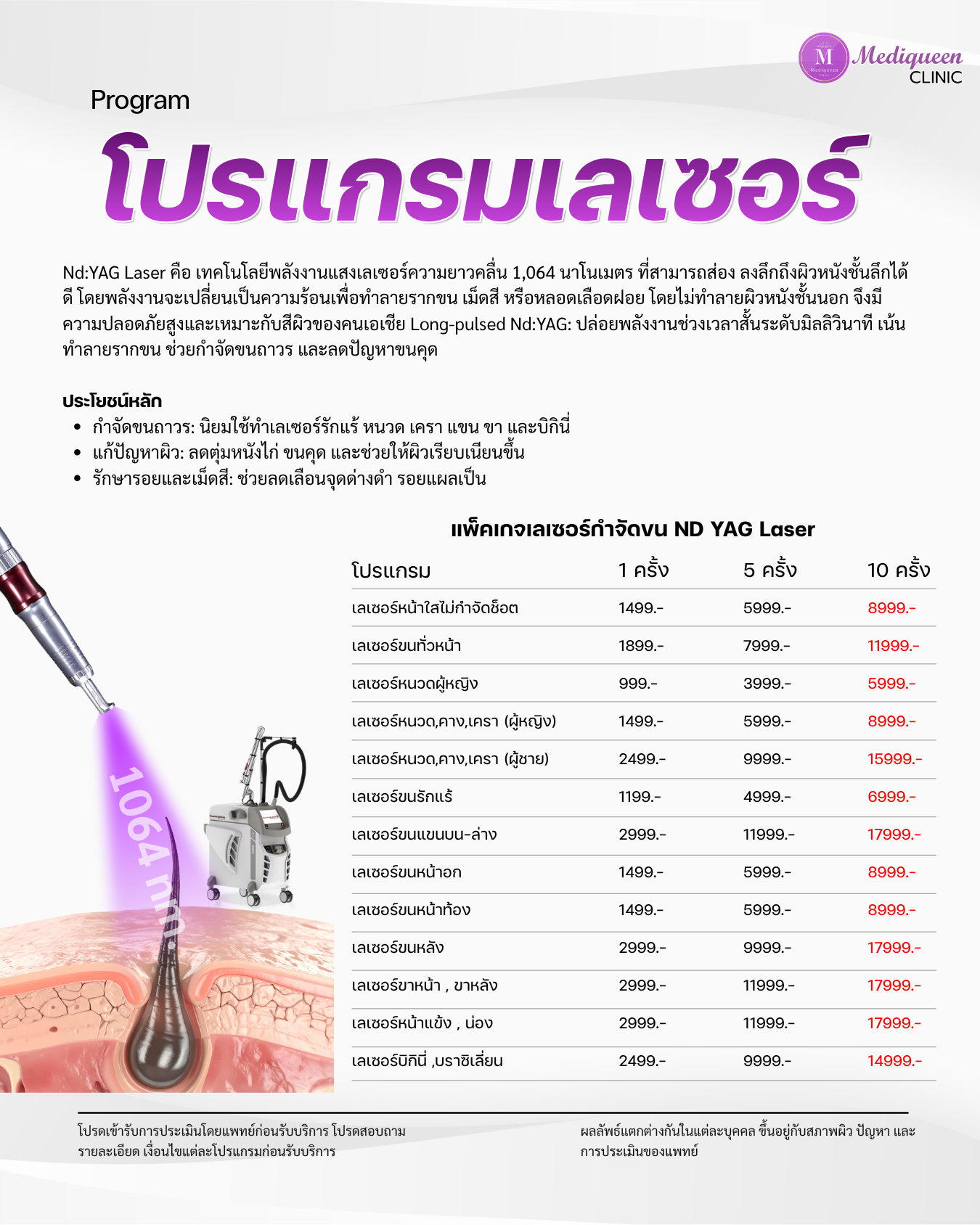 หน้าสไลด์ Flipbook ของเมดิควีนส์ คลินิก